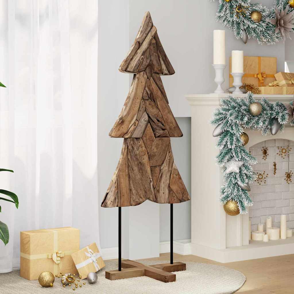 Sapin de Noël avec support Marron 150 cm Bois de teck solide - XIOS