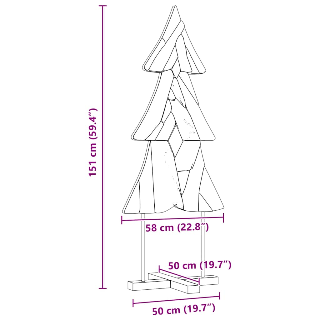 Sapin de Noël avec support Marron 150 cm Bois de teck solide - XIOS