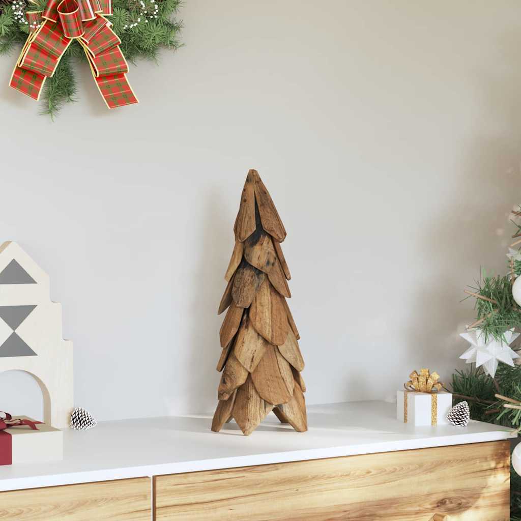 Sapin de Noël avec support Marron 50 cm Bois de teck solide - XIOS