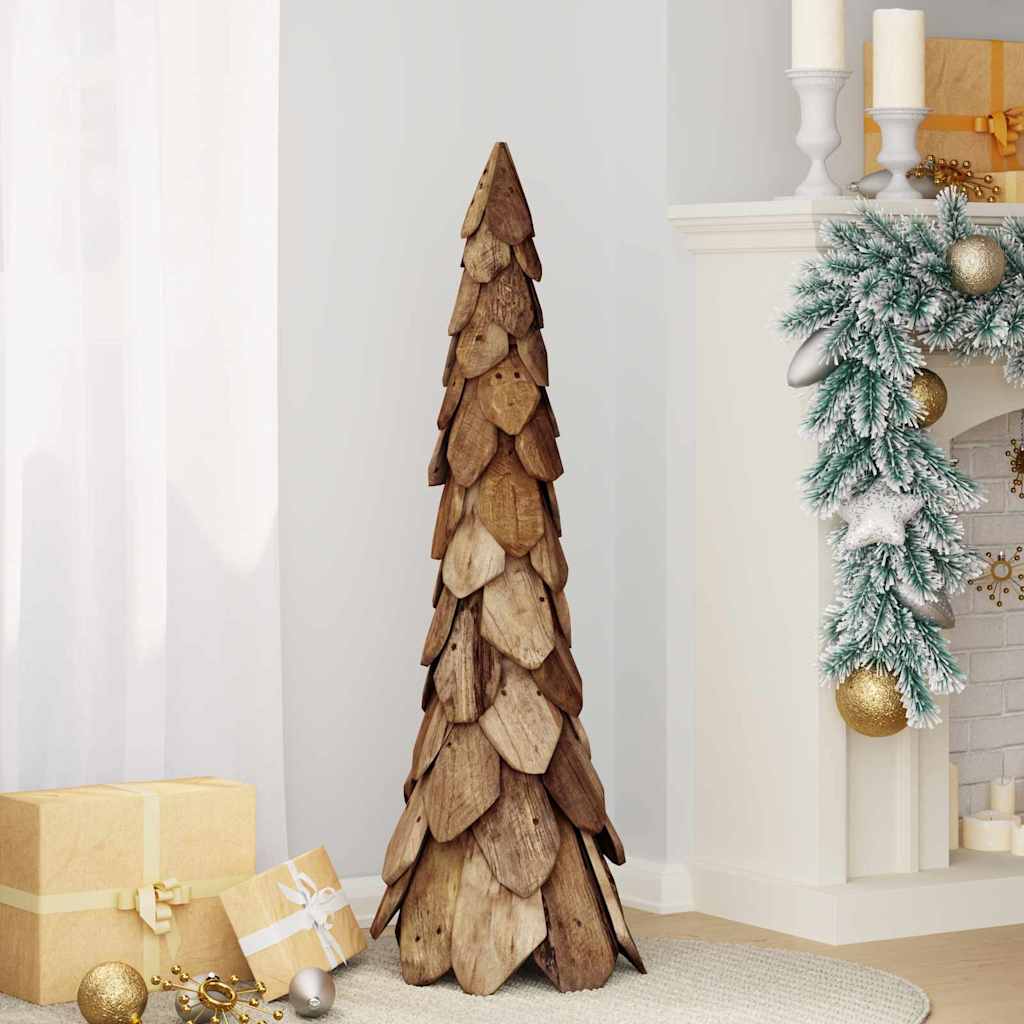 Sapin de Noël avec support Marron 110 cm Bois de teck solide - XIOS