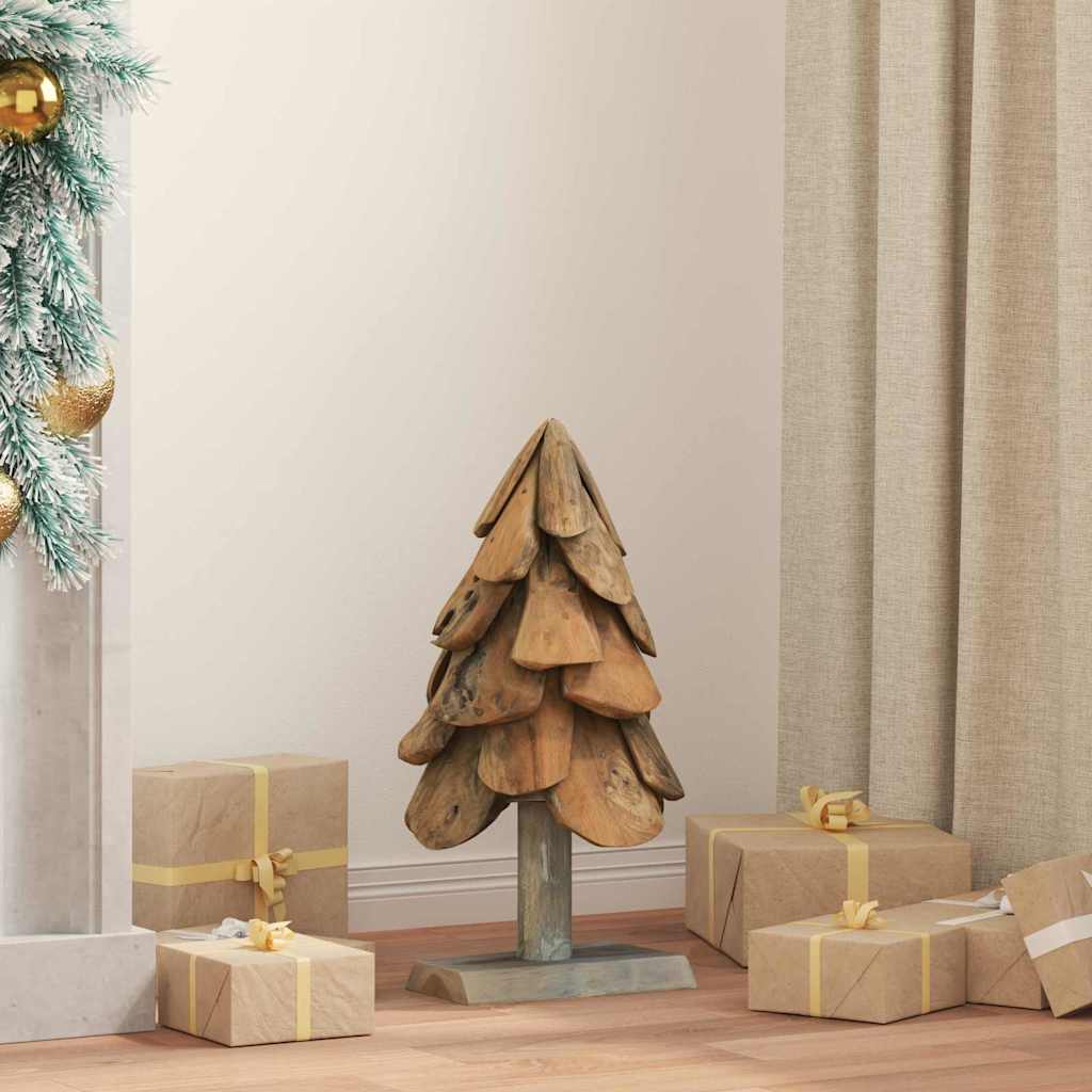 Sapin de Noël avec support Marron 60 cm Bois de teck solide - XIOS