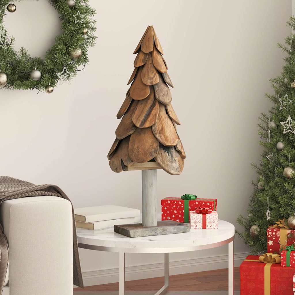 Sapin de Noël avec support Marron 90 cm Bois de teck solide - XIOS