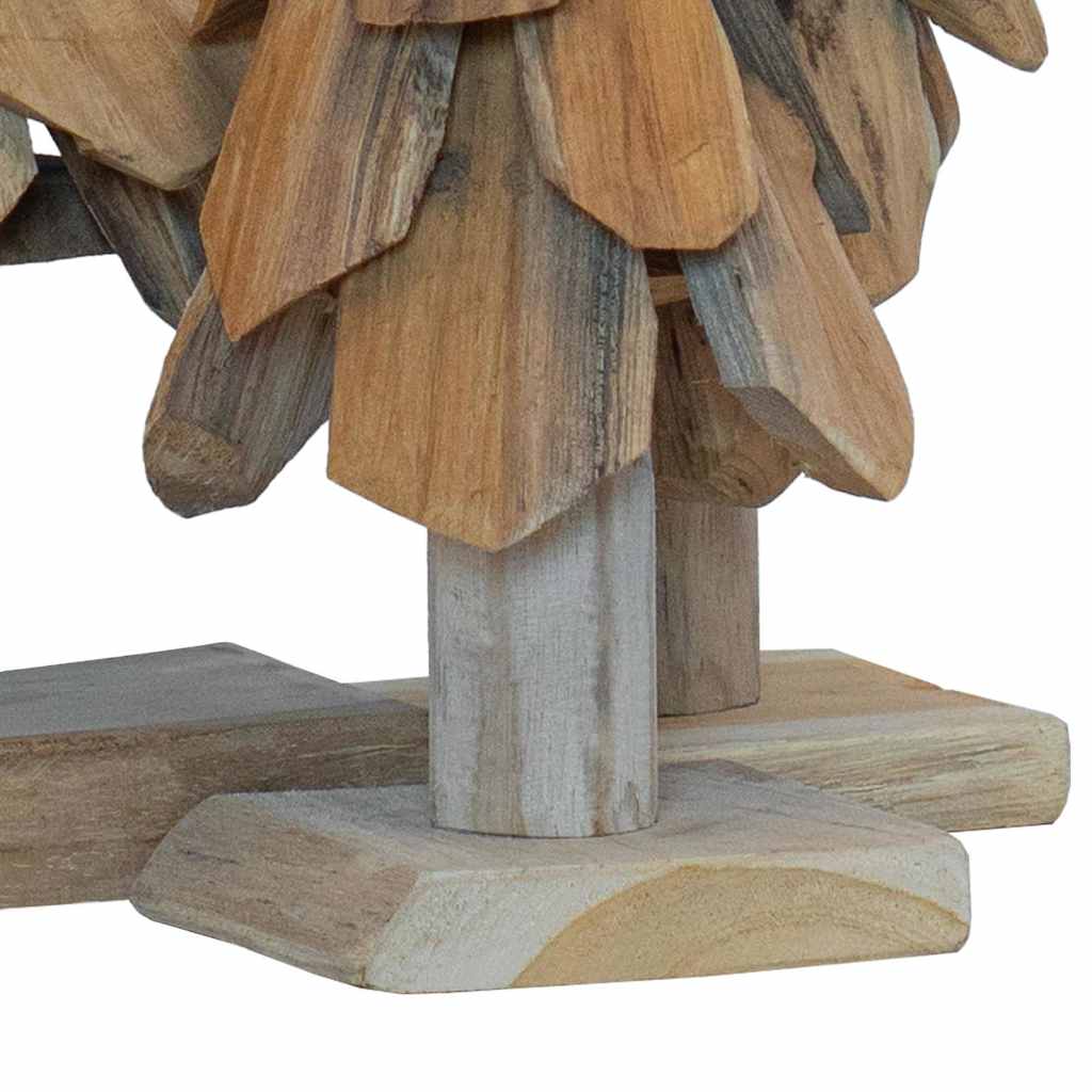 Sapin de Noël avec support 3 pcs Marron Bois de teck solide - XIOS