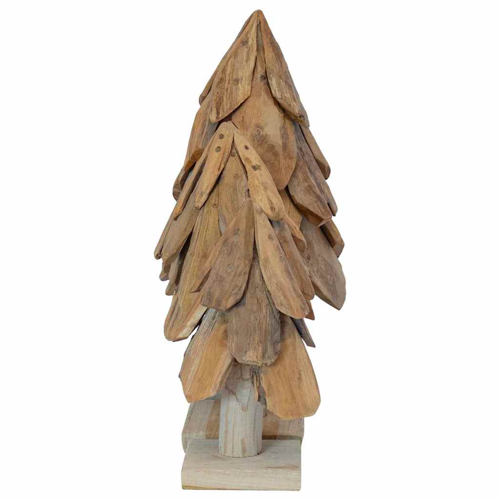 Sapin de Noël avec support 3 pcs Marron Bois de teck solide - XIOS