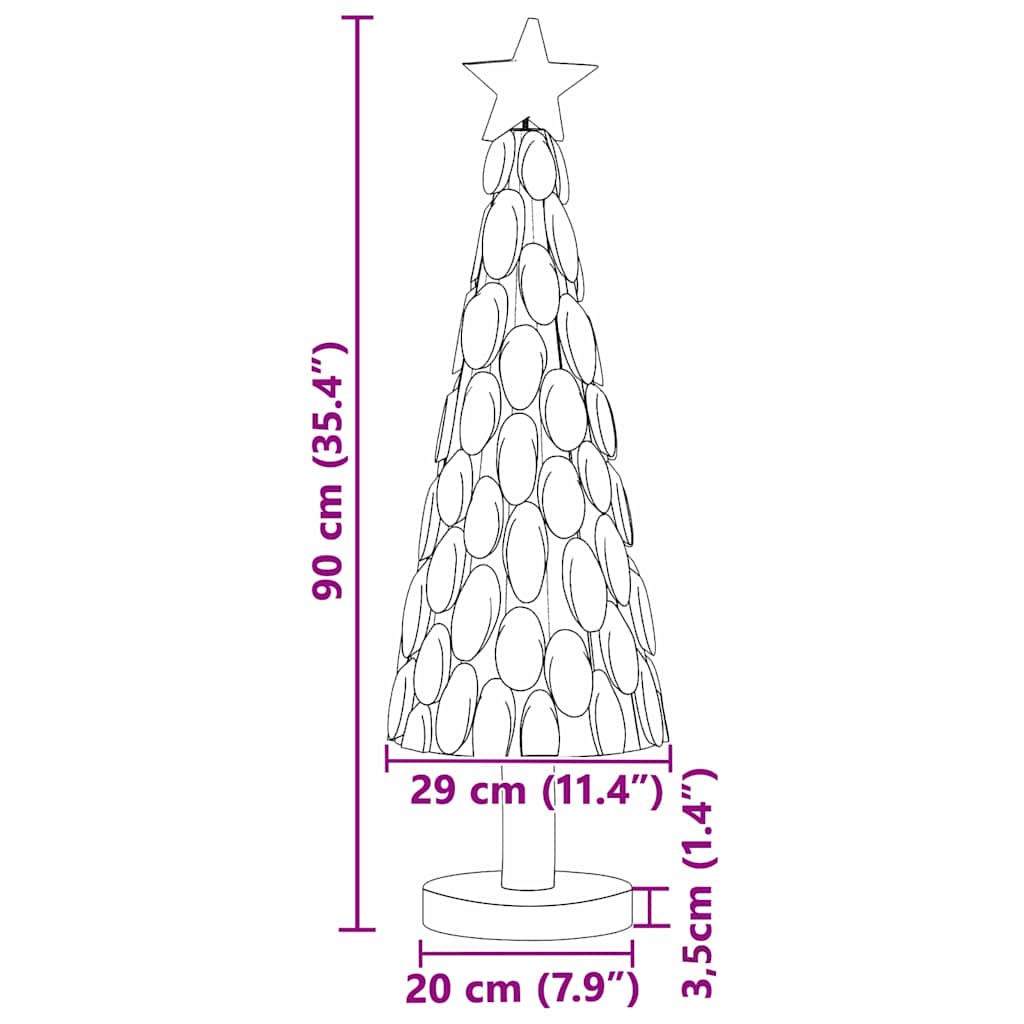 Sapin de Noël avec support Marron 90 cm Bois de teck solide - XIOS