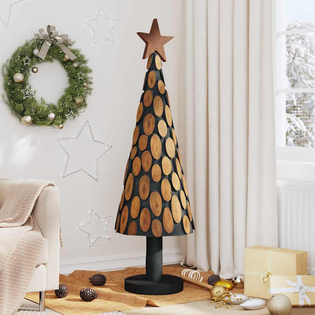 Sapin de Noël avec support Marron 150 cm Bois de teck solide - XIOS