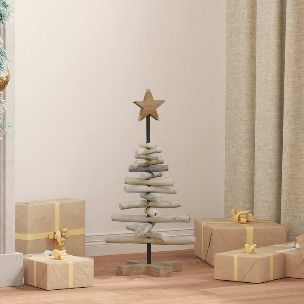 Sapin de Noël avec support Marron 60 cm Bois de teck solide - XIOS