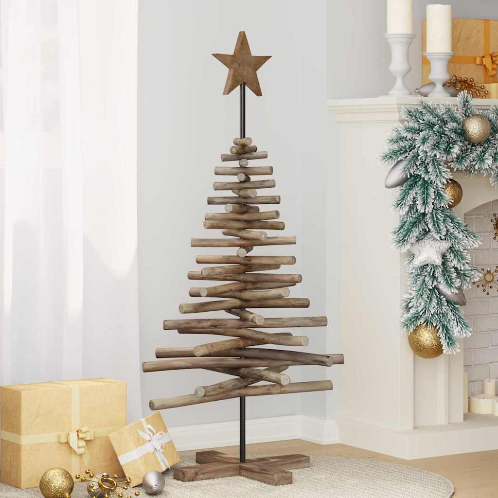 Sapin de Noël avec support Marron 120 cm Bois de teck solide - XIOS
