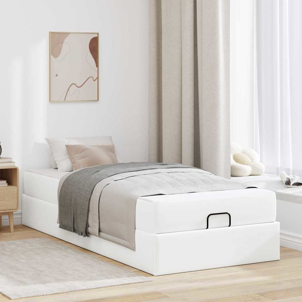 Cadre de lit avec matelas Blanc pur 90 x 190 cm Faux cuir - XIOS