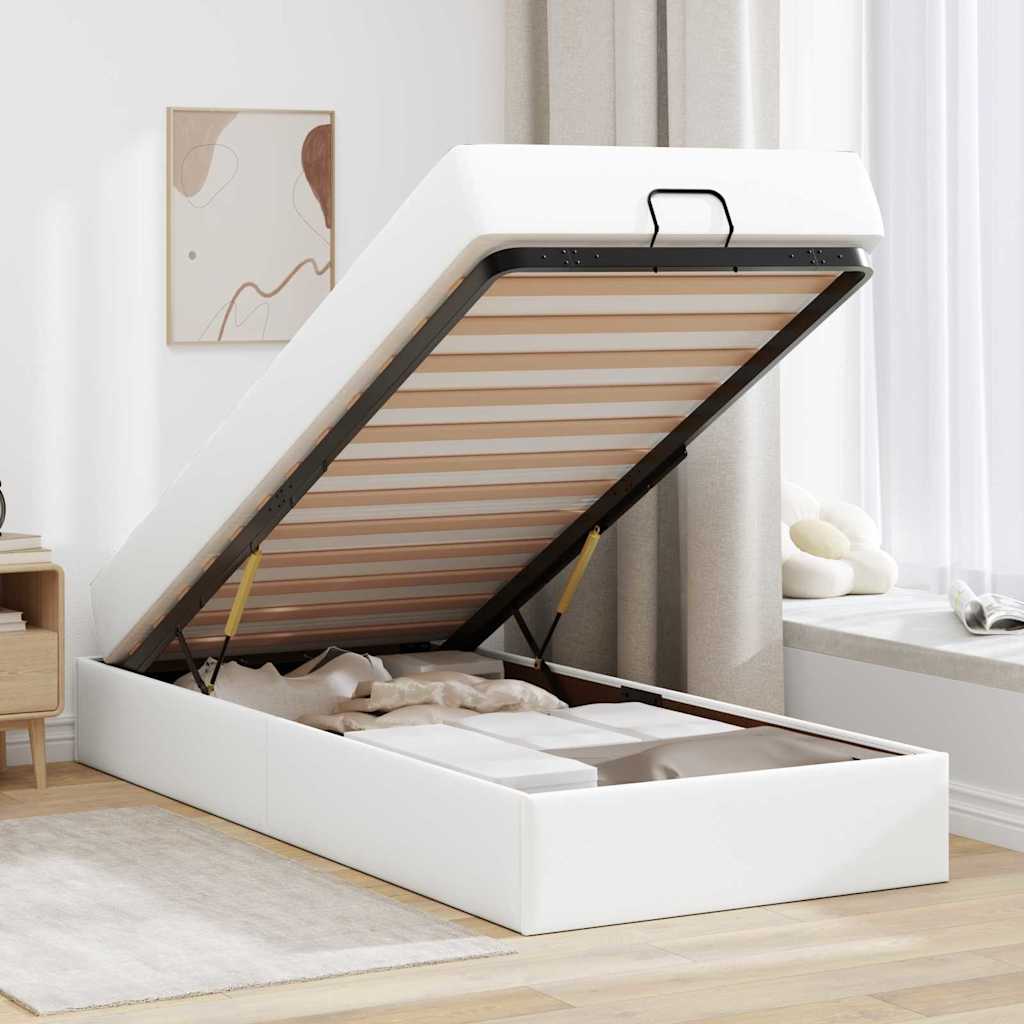 Cadre de lit avec matelas Blanc pur 90 x 190 cm Faux cuir - XIOS