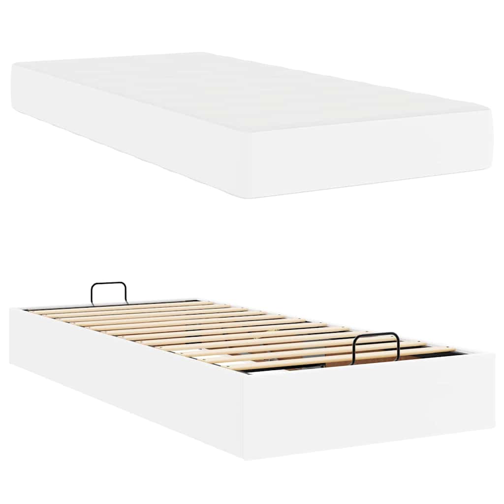 Cadre de lit avec matelas Blanc pur 90 x 190 cm Faux cuir - XIOS