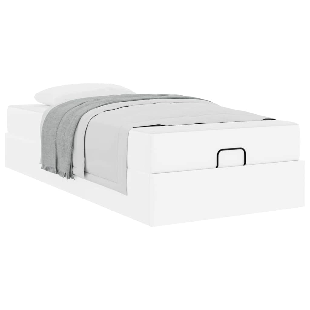 Cadre de lit avec matelas Blanc pur 90 x 190 cm Faux cuir - XIOS