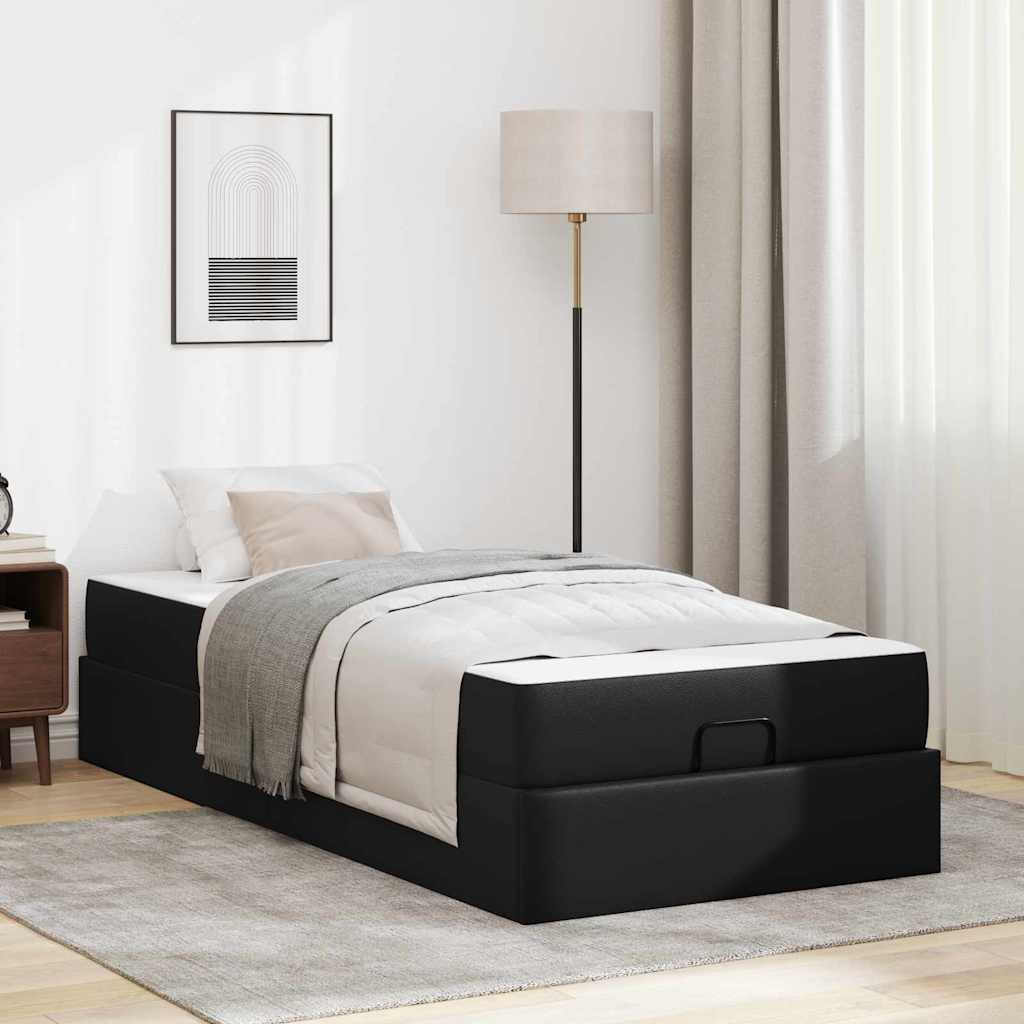 Cadre de lit avec matelas Noir 90 x 200 cm Faux cuir - XIOS