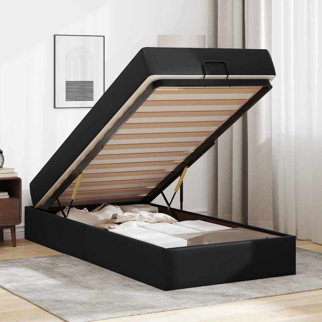Cadre de lit avec matelas Noir 90 x 200 cm Faux cuir - XIOS