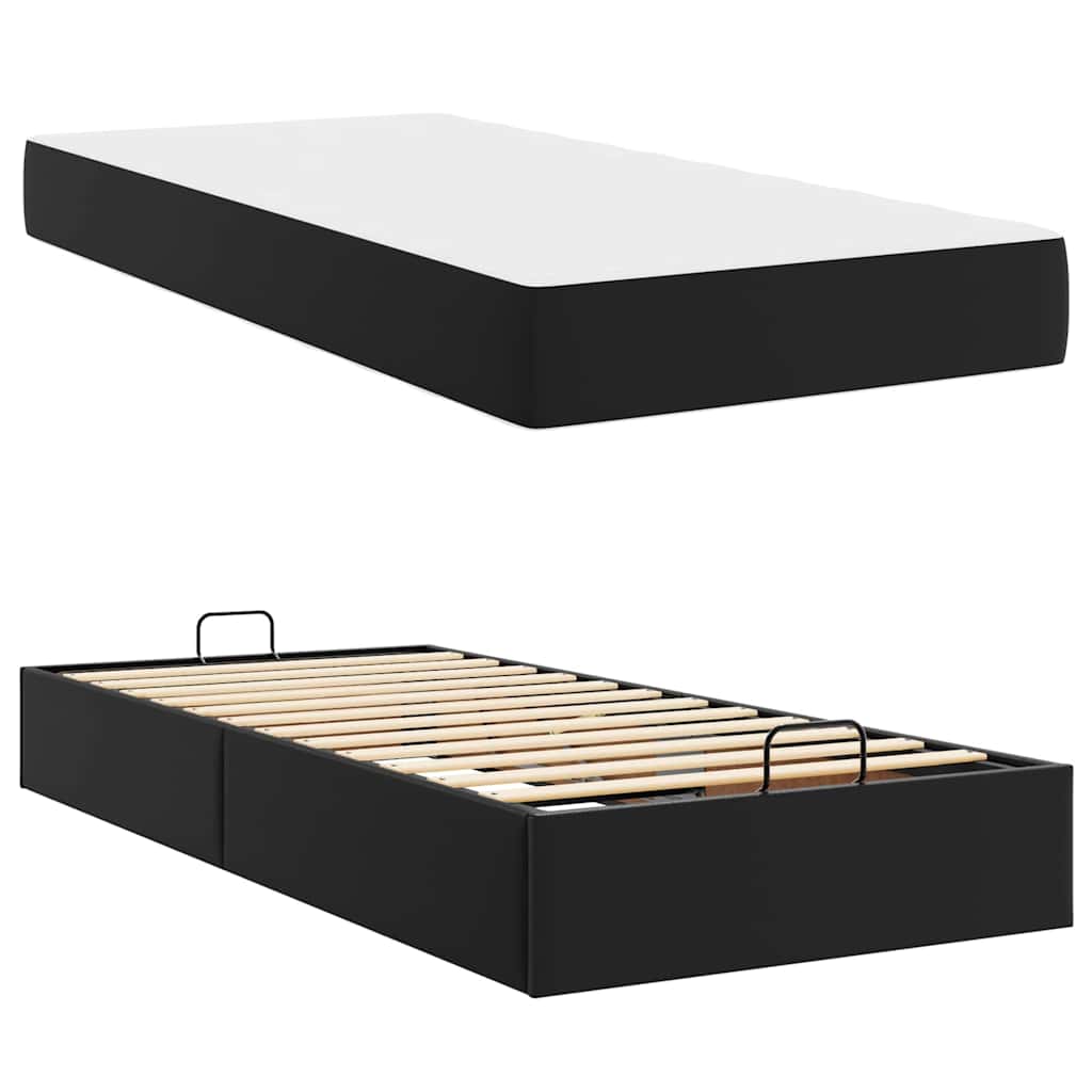 Cadre de lit avec matelas Noir 90 x 200 cm Faux cuir - XIOS