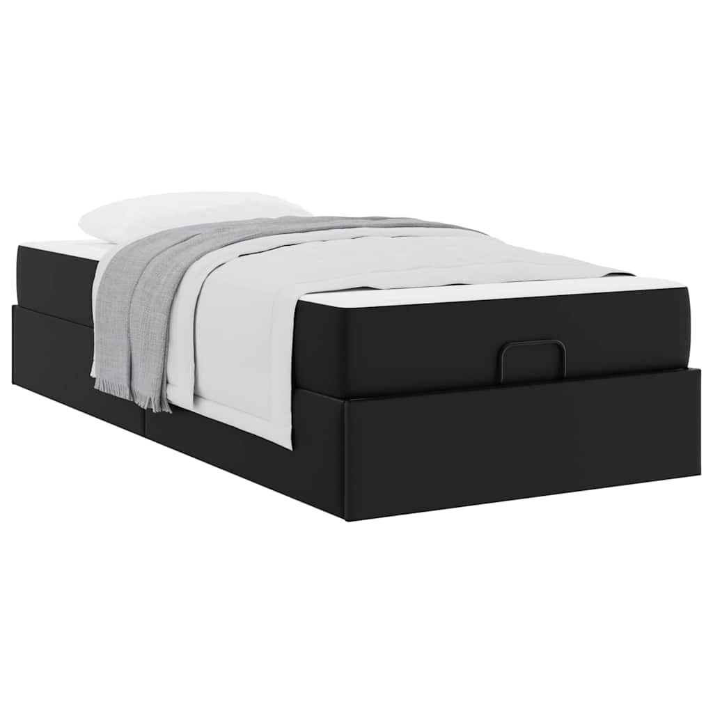 Cadre de lit avec matelas Noir 90 x 200 cm Faux cuir - XIOS