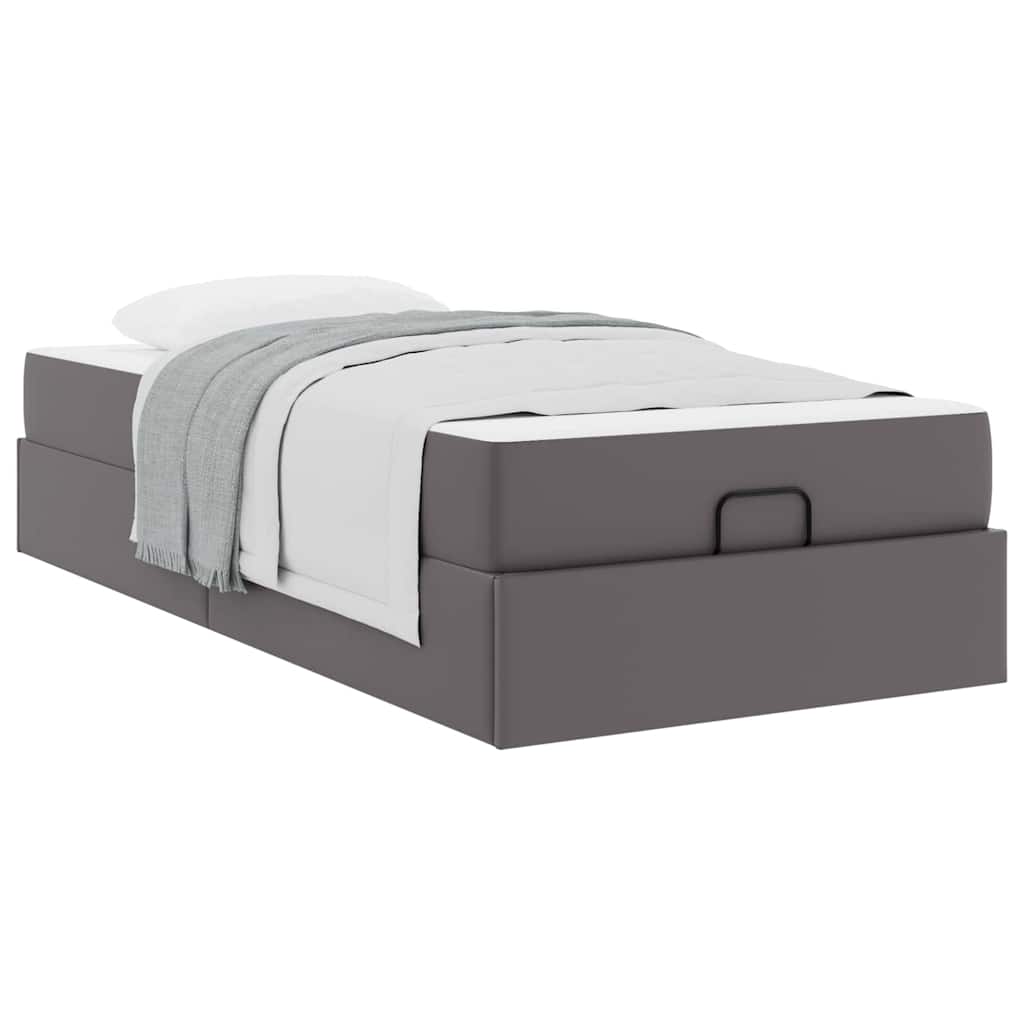 Cadre de lit avec matelas Gris 90 x 200 cm Faux cuir - XIOS