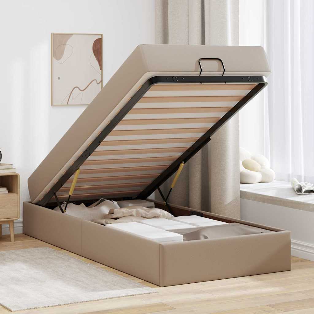 Cadre de lit avec matelas Cappuccino 90 x 200 cm Faux cuir - XIOS