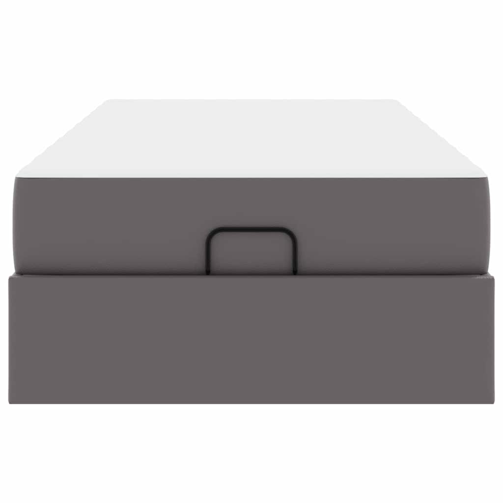 Cadre de lit avec matelas Gris 100 x 200 cm Faux cuir - XIOS