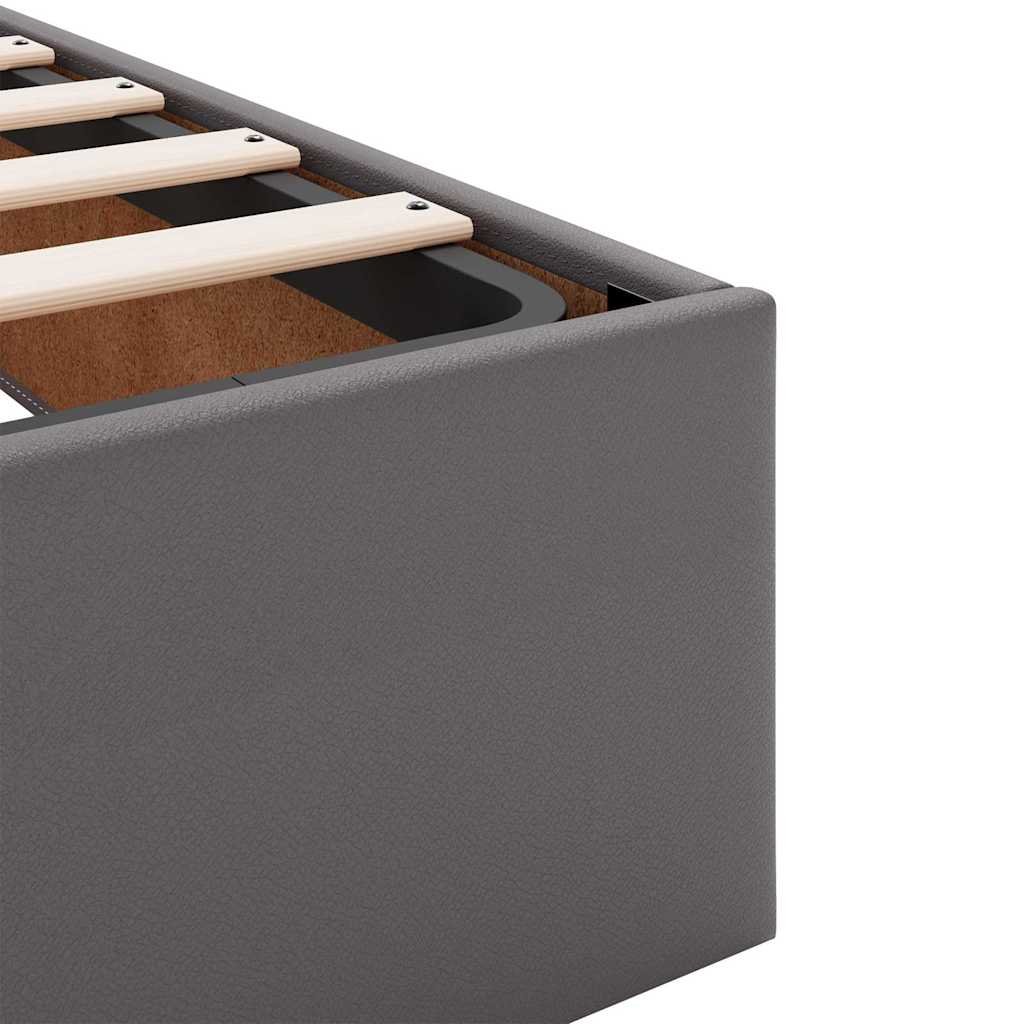Cadre de lit avec matelas Gris 120 x 190 cm Faux cuir - XIOS