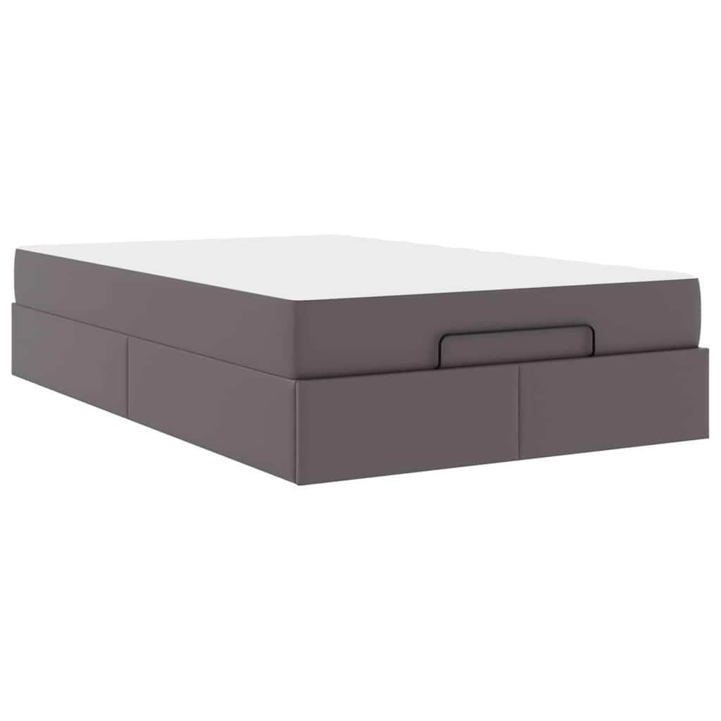 Cadre de lit avec matelas Gris 120 x 190 cm Faux cuir - XIOS