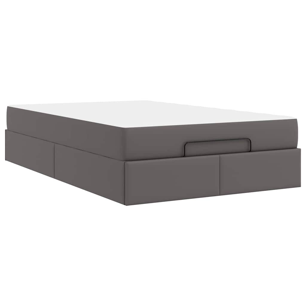 Cadre de lit avec matelas Gris 120 x 190 cm Faux cuir - XIOS