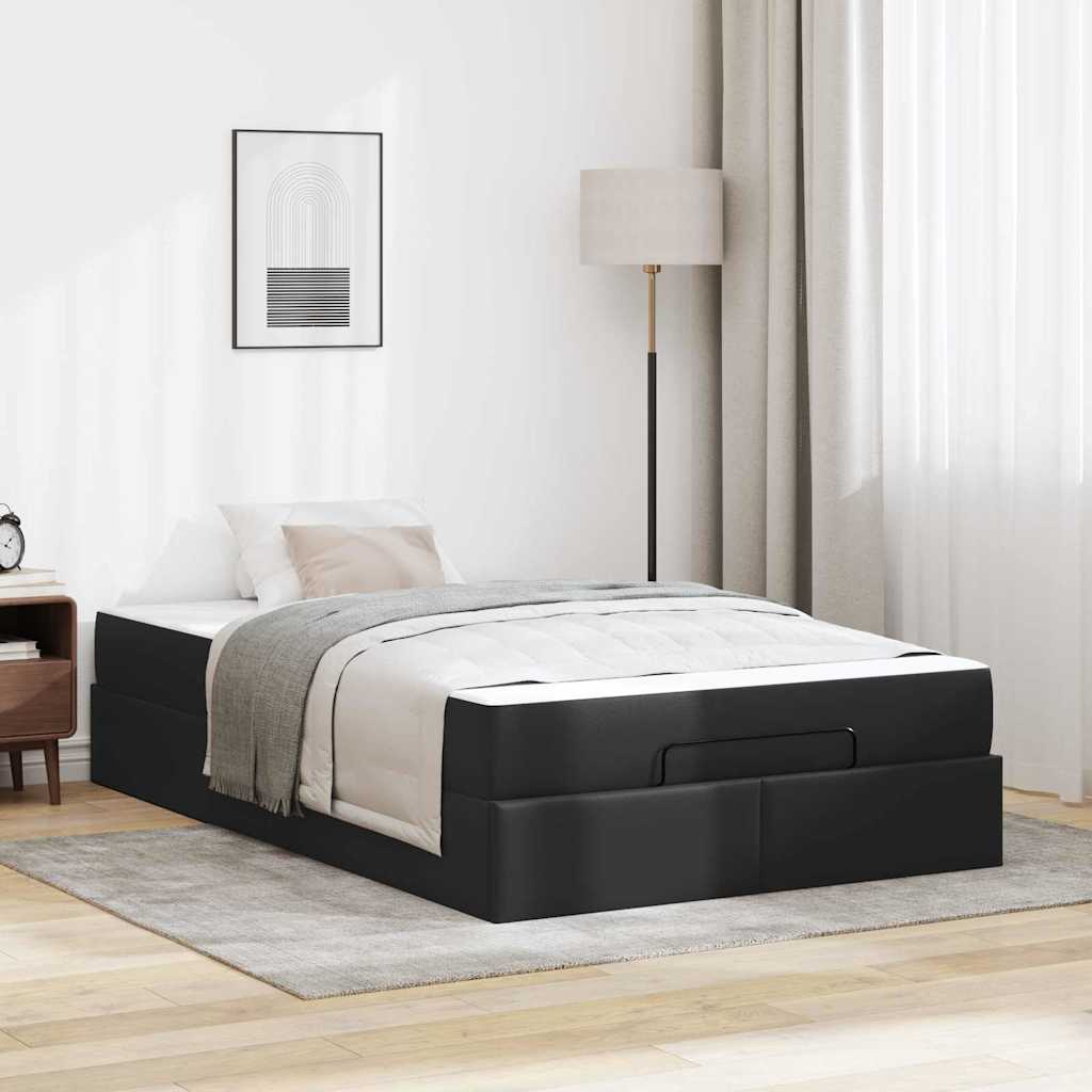 Cadre de lit avec matelas Noir 120 x 200 cm Faux cuir - XIOS