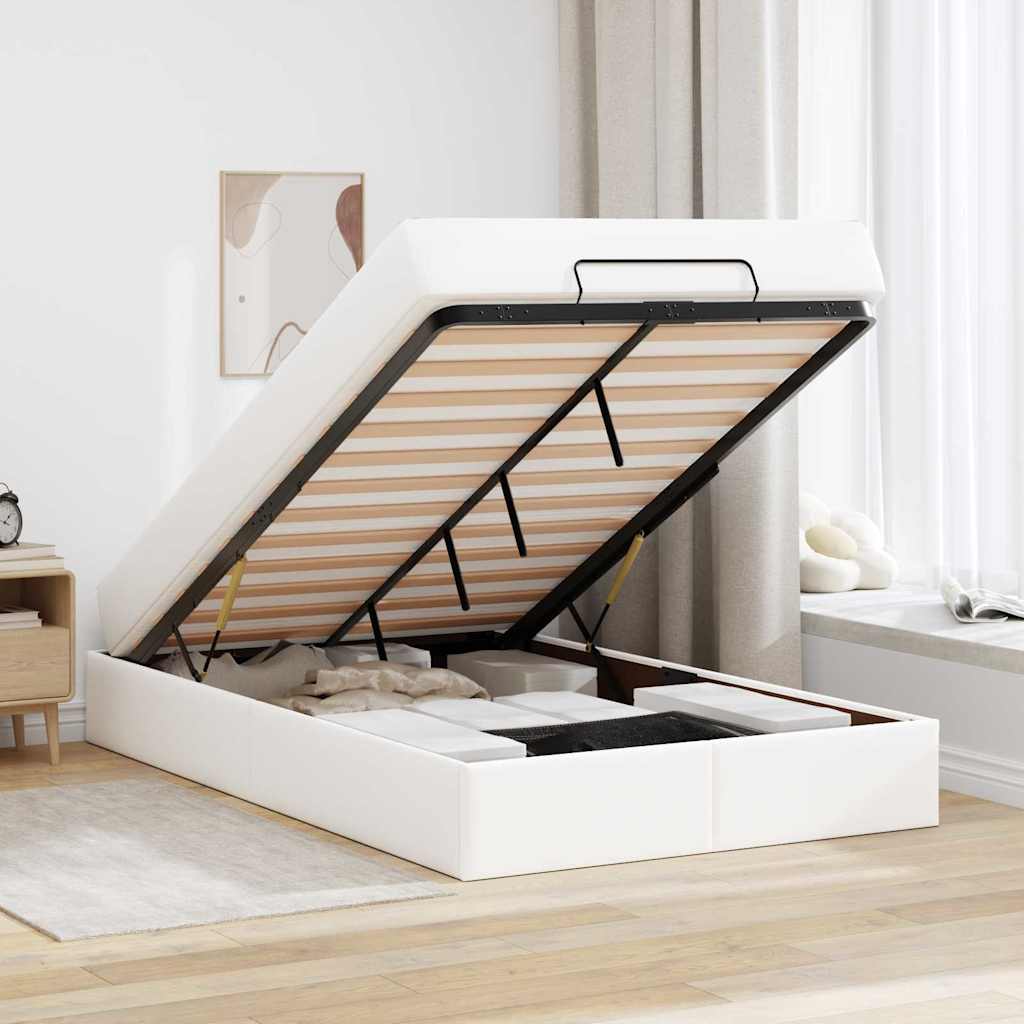 Cadre de lit avec matelas Blanc pur 120 x 200 cm Faux cuir - XIOS