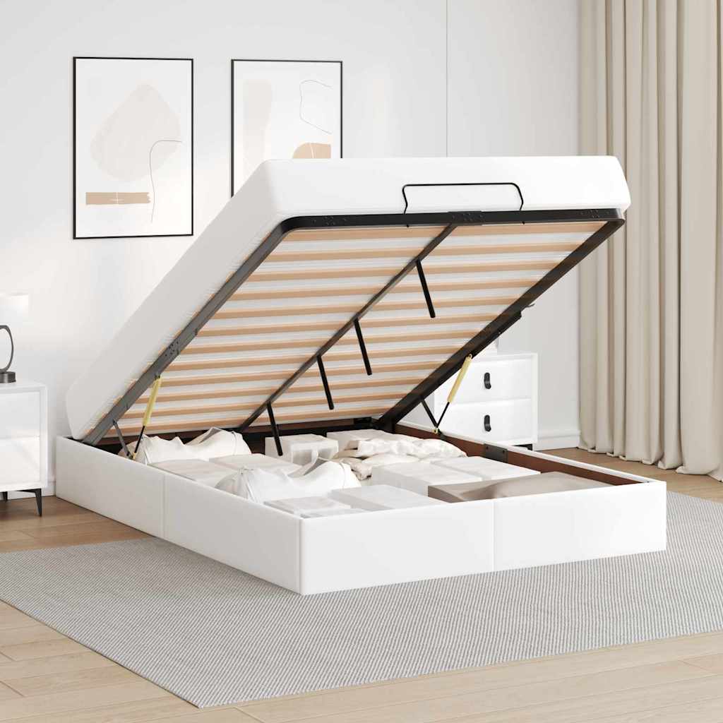 Cadre de lit avec matelas Blanc pur 140 x 200 cm Faux cuir - XIOS