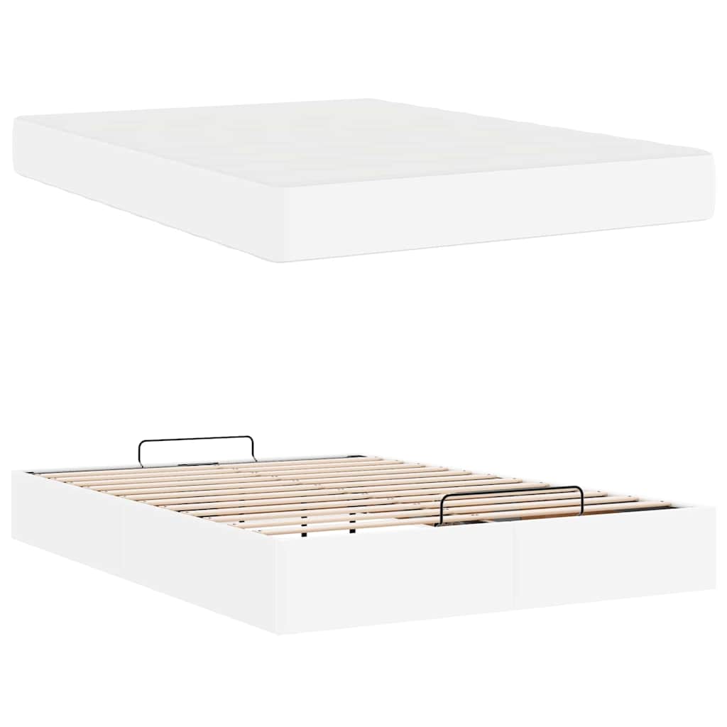 Cadre de lit avec matelas Blanc pur 140 x 200 cm Faux cuir - XIOS