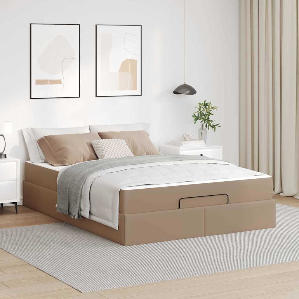 Cadre de lit avec matelas Cappuccino 140 x 200 cm Faux cuir - XIOS