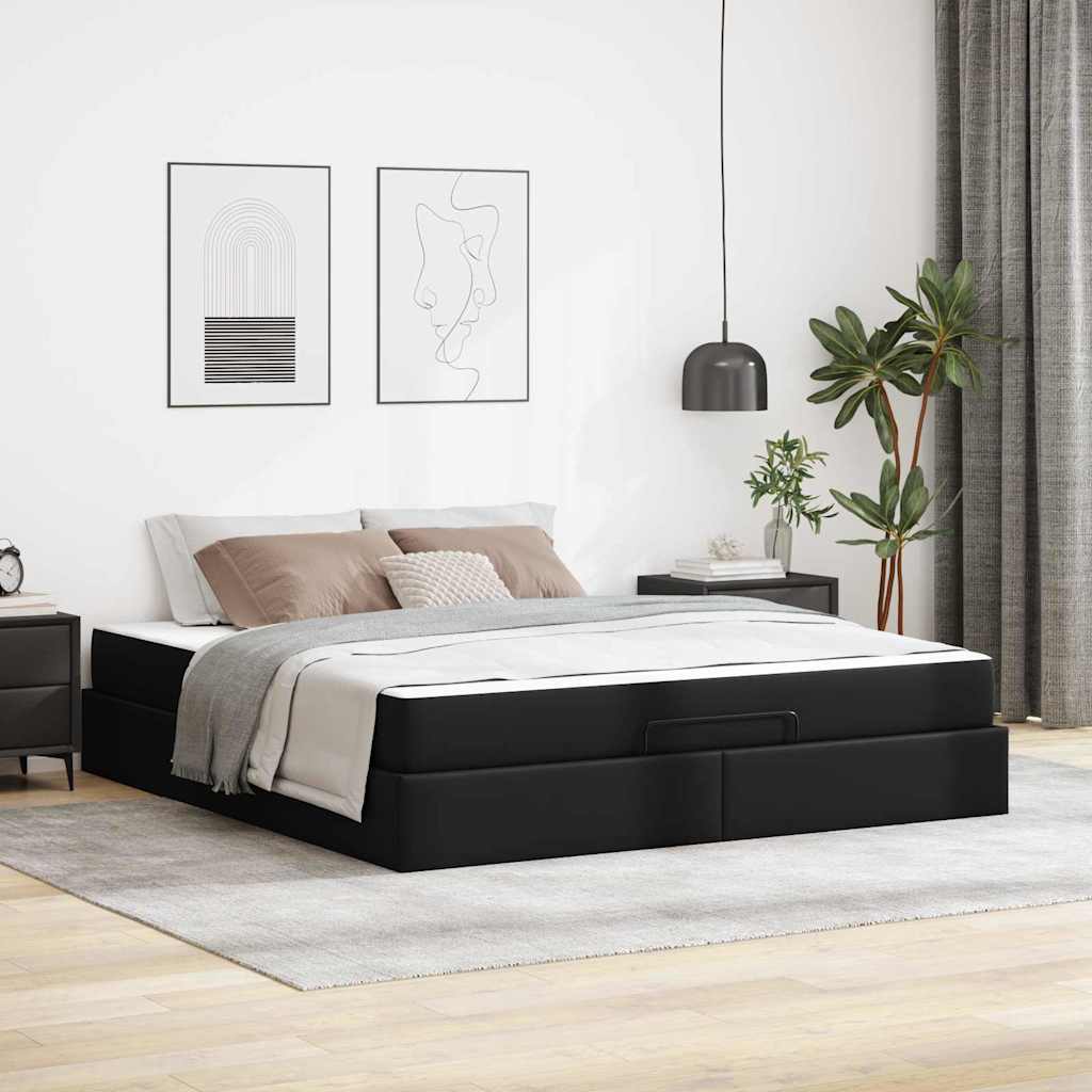 Cadre de lit avec matelas Noir 180 x 200 cm Faux cuir - XIOS