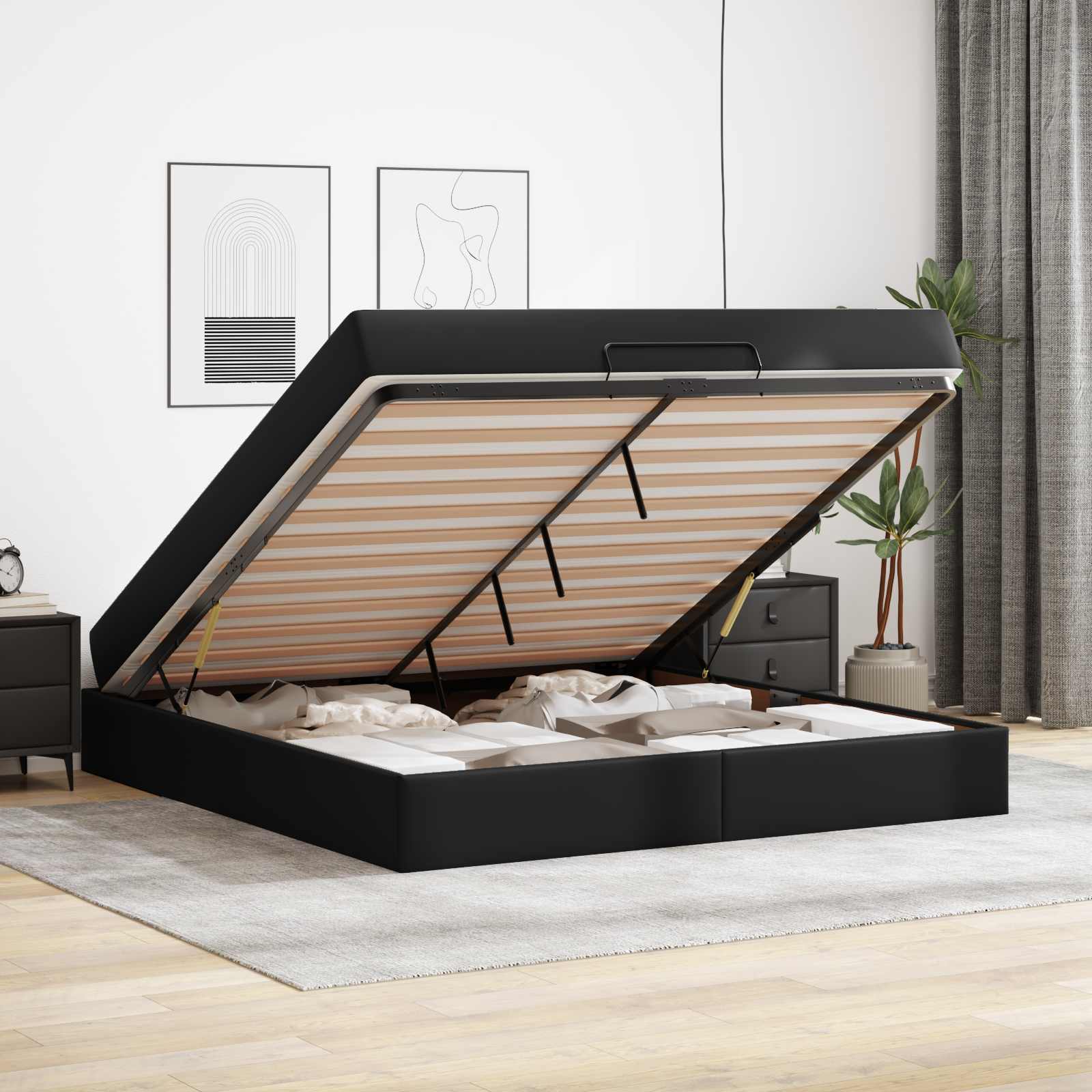 Cadre de lit avec matelas Autre 2 pcs Noir PVC - XIOS