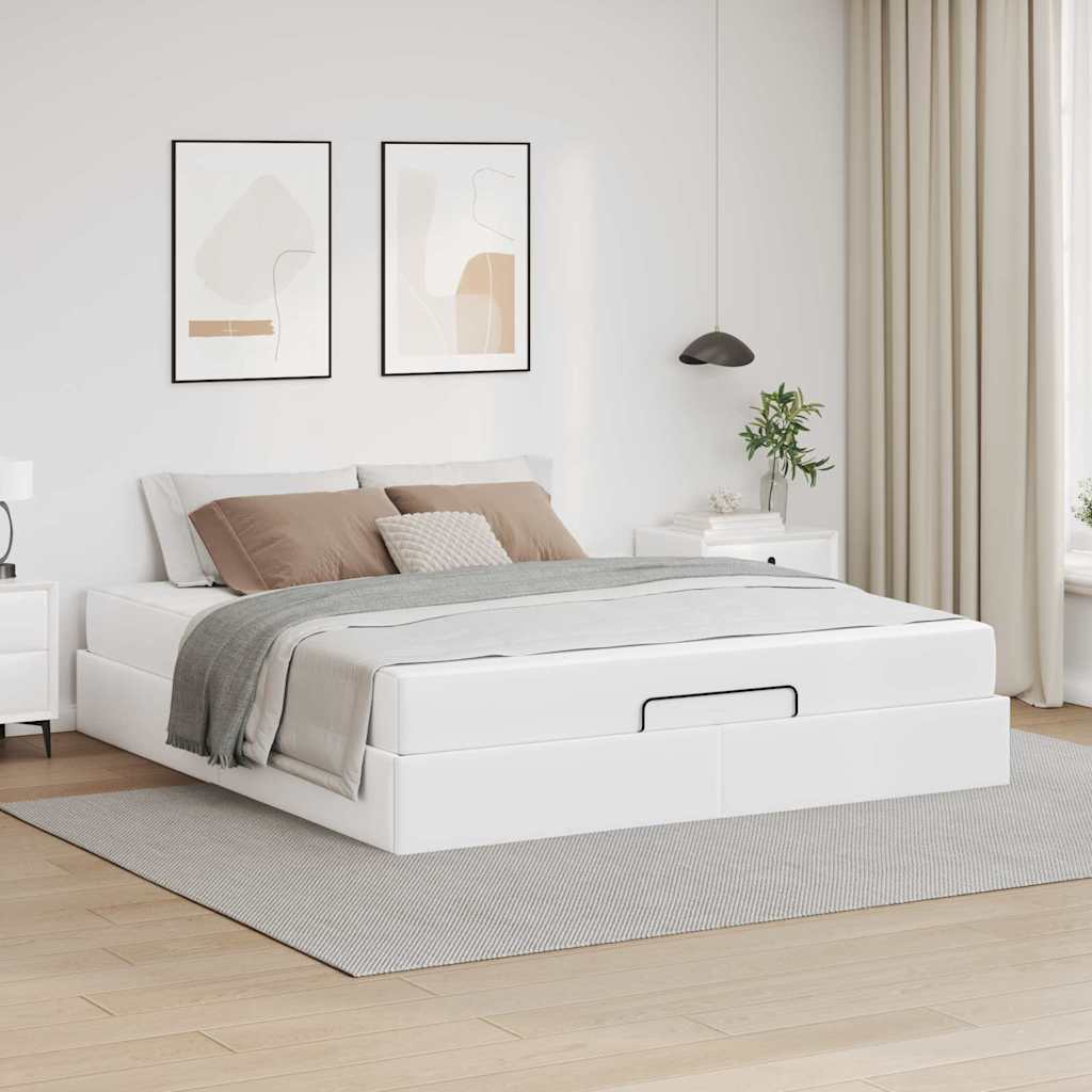 Cadre de lit avec matelas Blanc pur 180 x 200 cm Faux cuir - XIOS