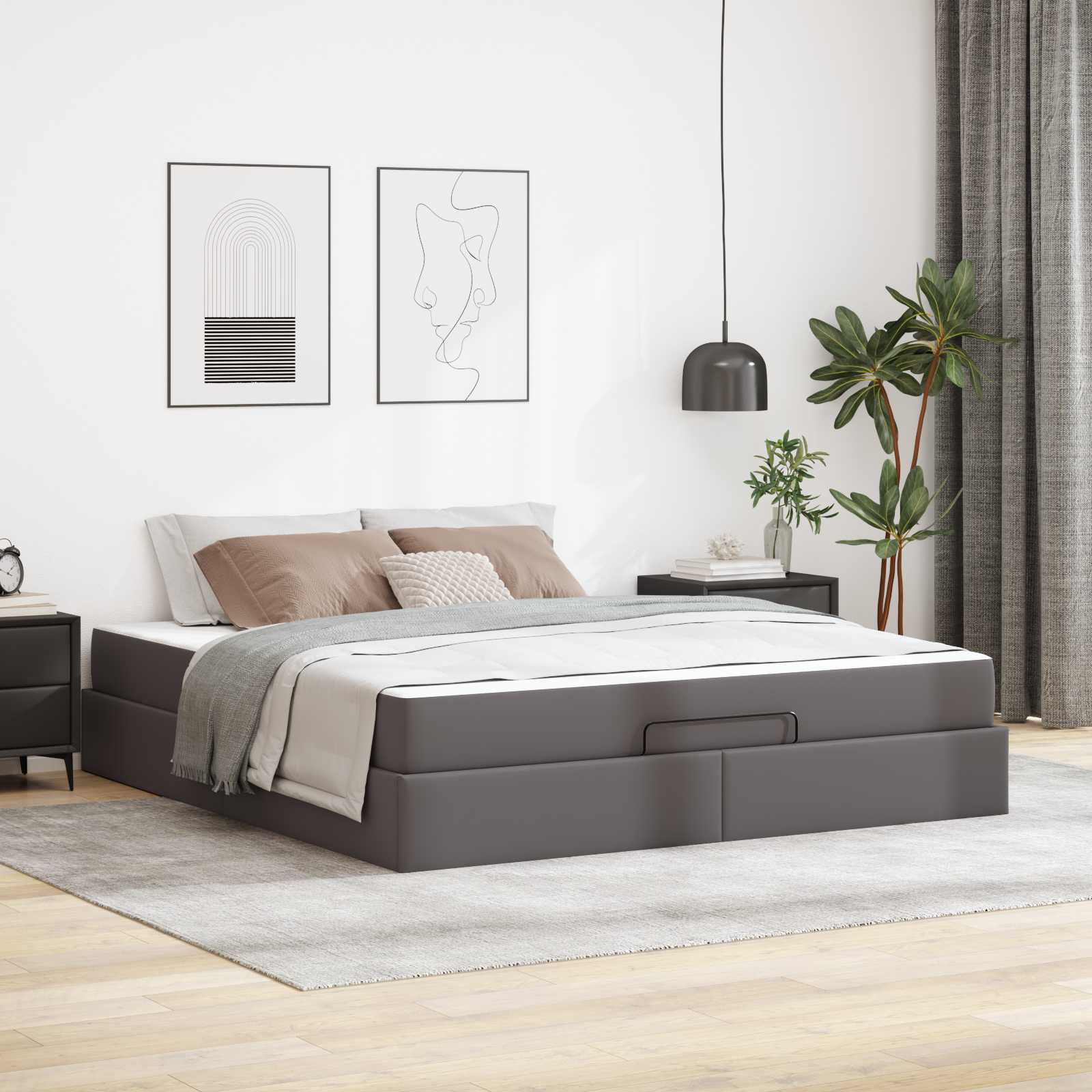 Cadre de lit avec matelas Autre 2 pcs Gris PVC - XIOS