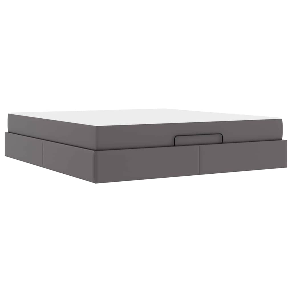 Cadre de lit avec matelas Gris 180 x 200 cm Faux cuir - XIOS
