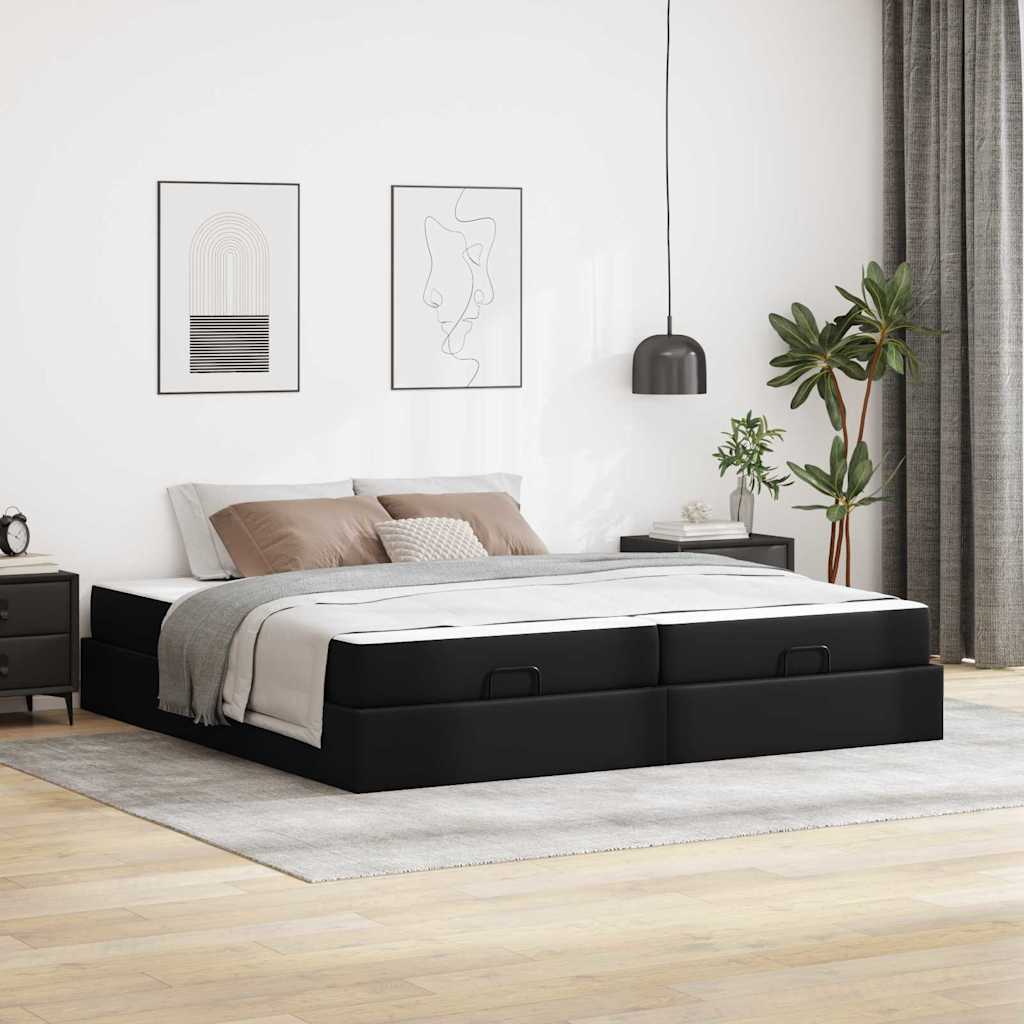 Cadre de lit avec matelas Noir 200 x 200 cm Faux cuir - XIOS