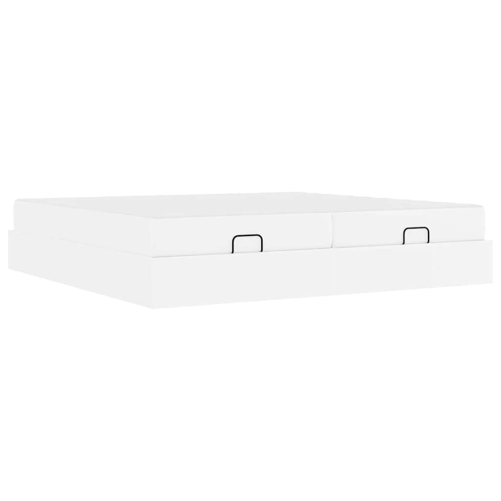 Cadre de lit avec matelas Blanc pur 200 x 200 cm Faux cuir - XIOS