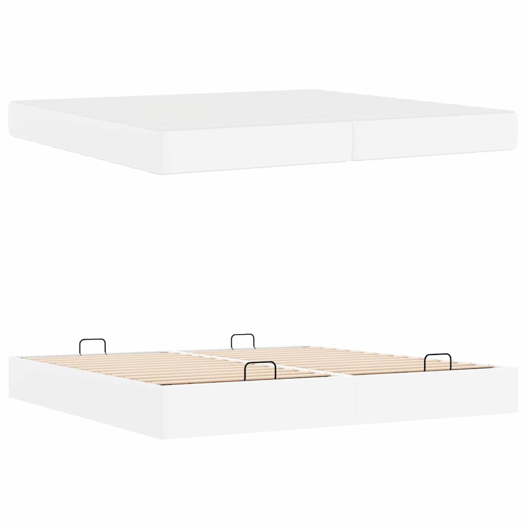 Cadre de lit avec matelas Blanc pur 200 x 200 cm Faux cuir - XIOS