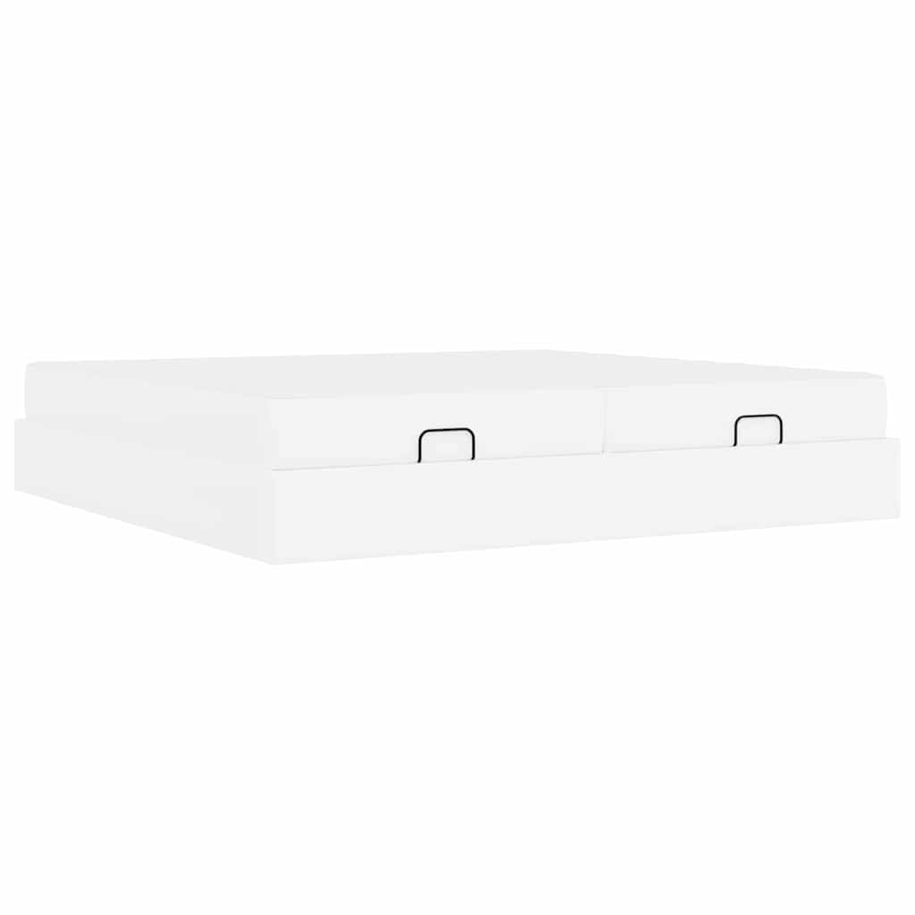 Cadre de lit avec matelas Blanc pur 200 x 200 cm Faux cuir - XIOS
