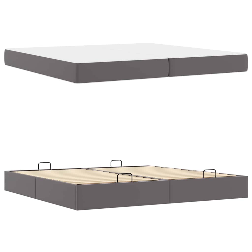 Cadre de lit avec matelas Gris 200 x 200 cm Faux cuir - XIOS