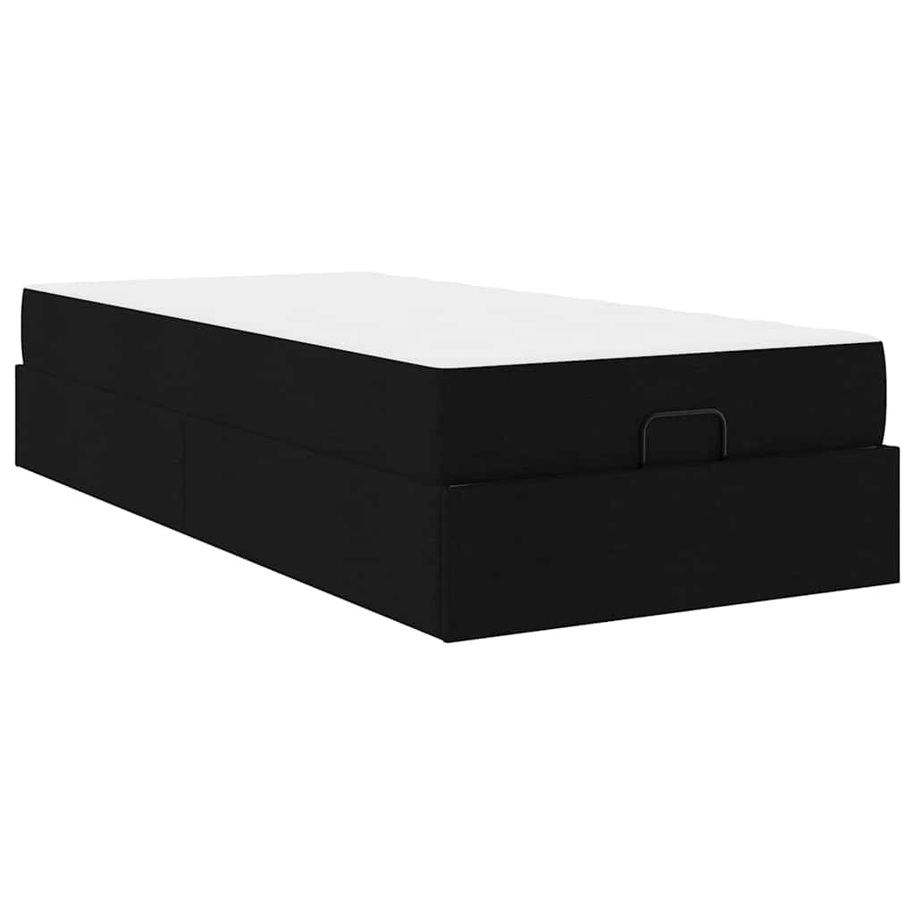 Cadre de lit avec matelas Noir 80 x 200 cm tissu - XIOS