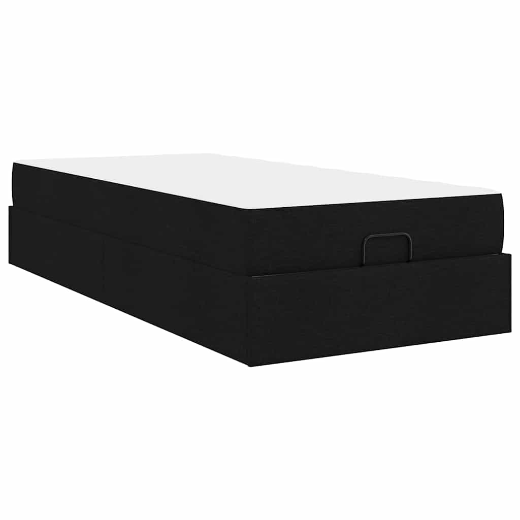 Cadre de lit avec matelas Noir 80 x 200 cm tissu - XIOS