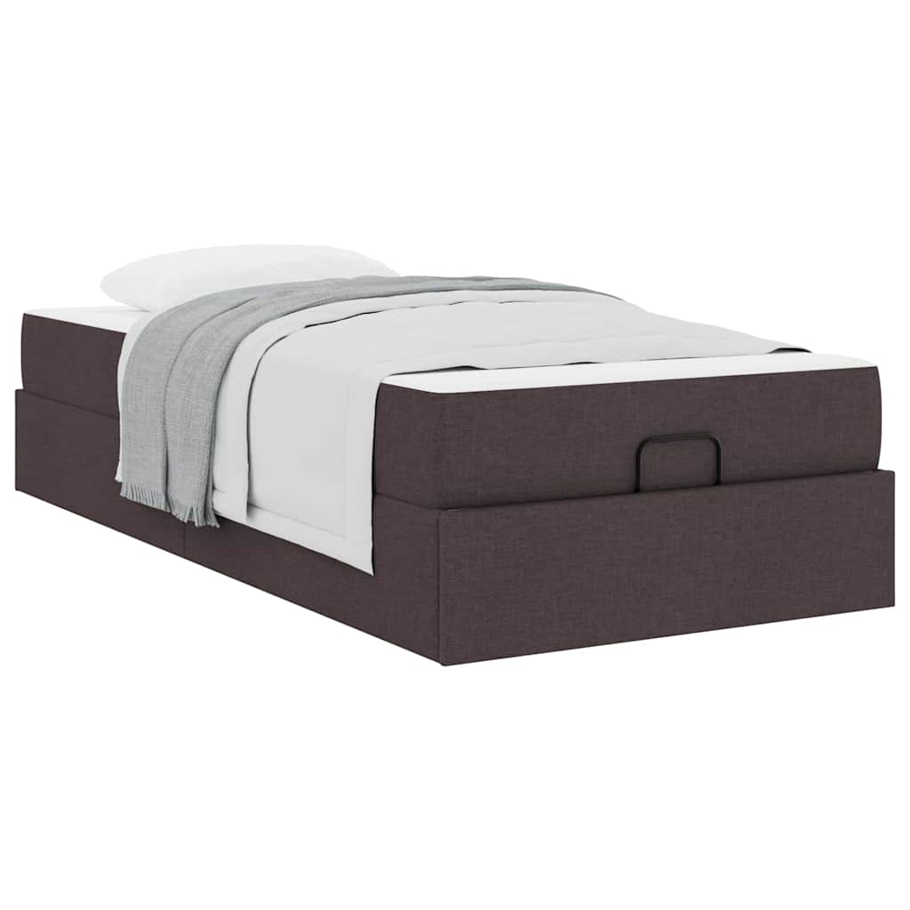 Cadre de lit avec matelas Marron foncé 80 x 200 cm tissu - XIOS