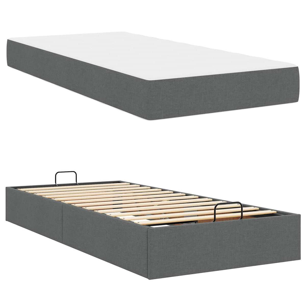 Cadre de lit avec matelas 2 pièces Gris Foncé tissu