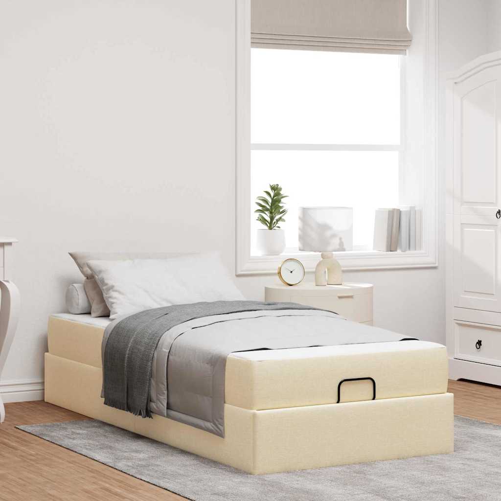Cadre de lit avec matelas Crème 90 x 190 cm tissu - XIOS