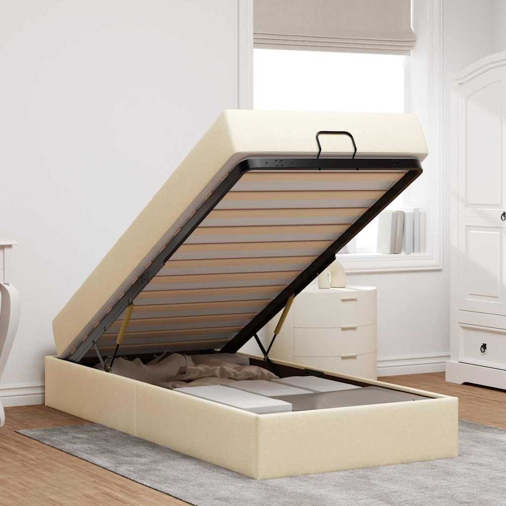 Cadre de lit avec matelas Crème 90 x 190 cm tissu - XIOS