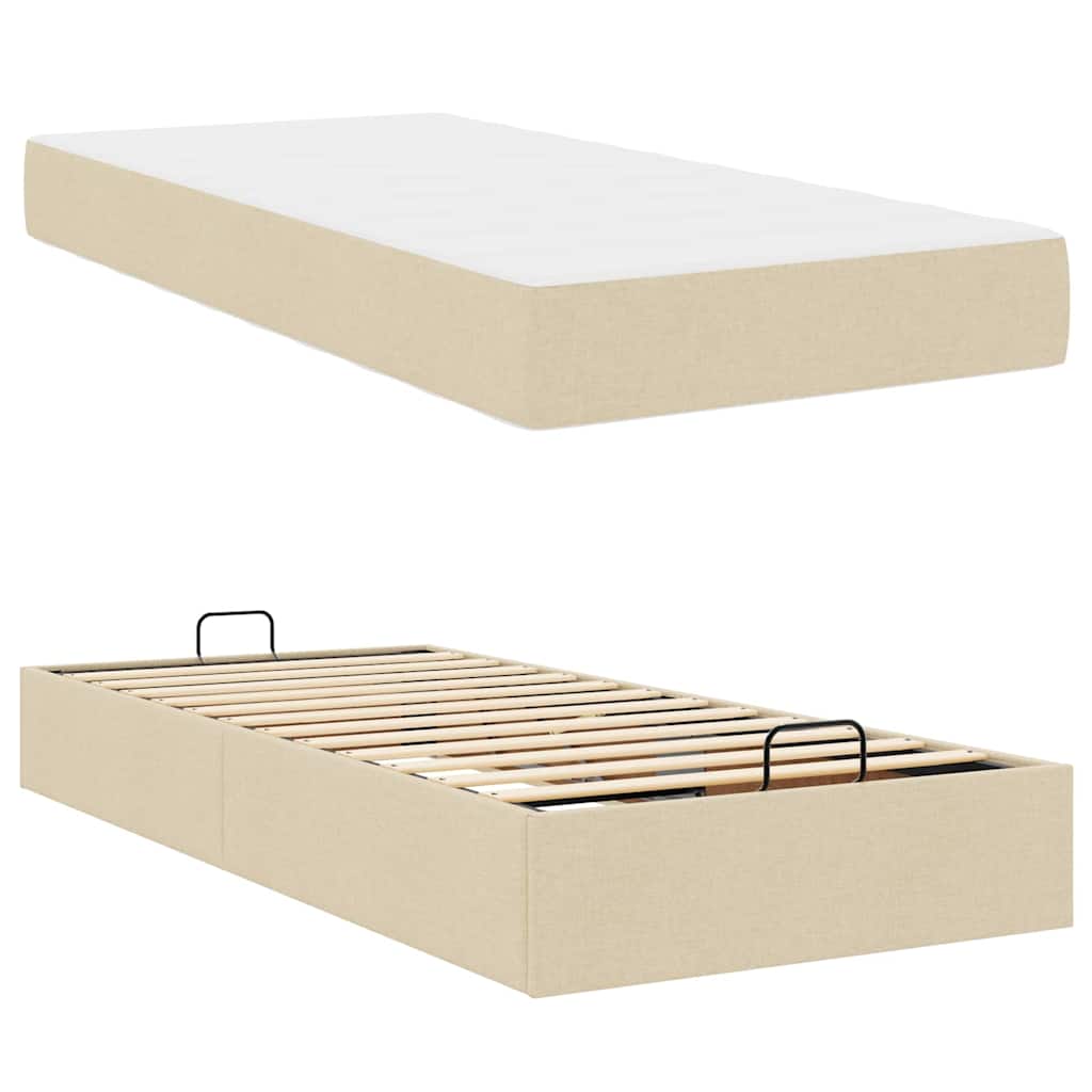 Cadre de lit avec matelas Crème 90 x 190 cm tissu - XIOS