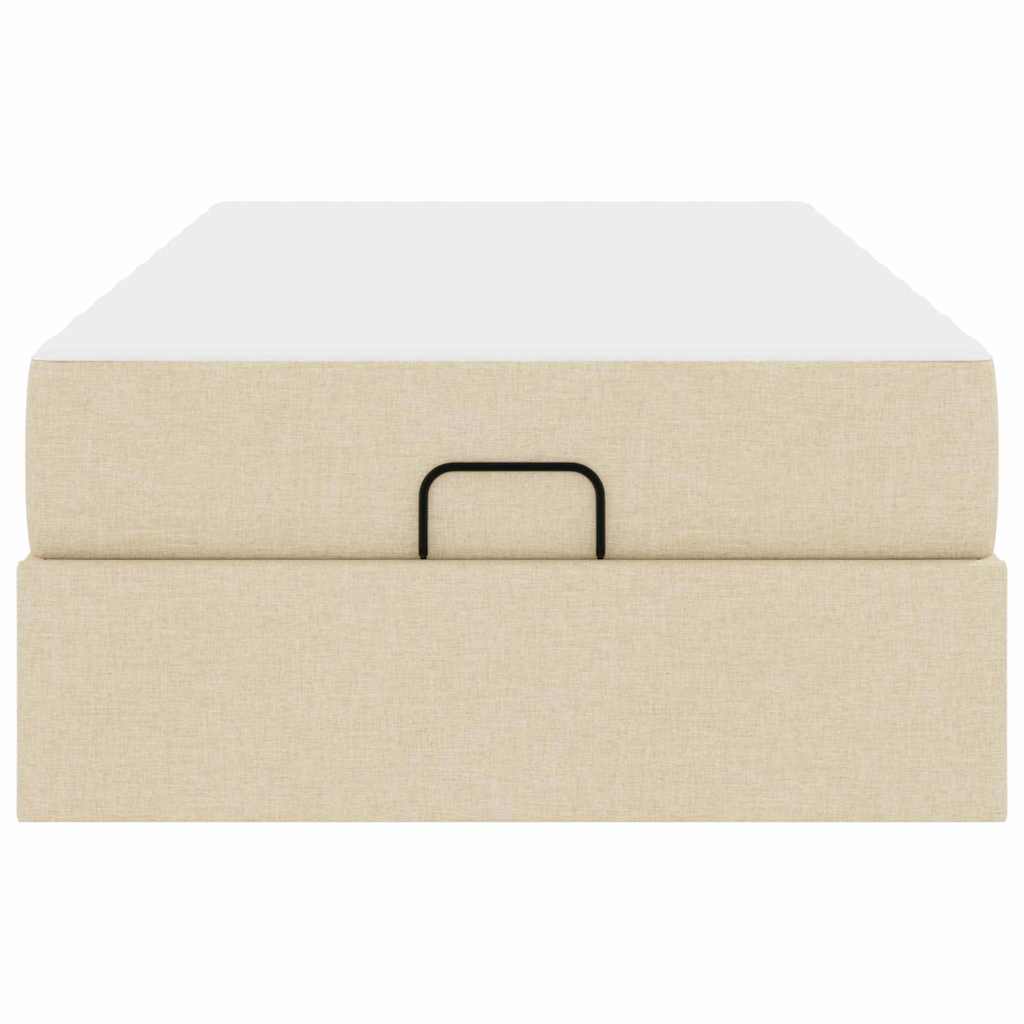 Cadre de lit avec matelas Crème 90 x 190 cm tissu - XIOS