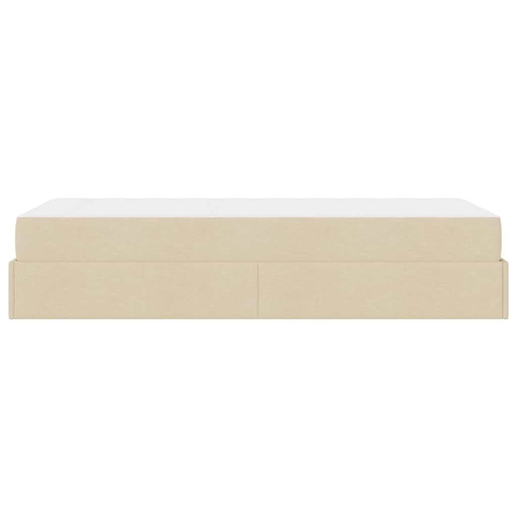 Cadre de lit avec matelas Crème 90 x 190 cm tissu - XIOS